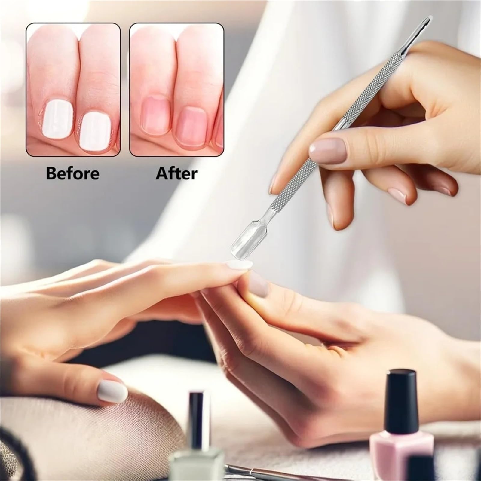 Spingi Cuticole Set spingicuticole bifacciale da 5 pezzi Per Pelle Morta | Strumenti professionali for la cura delle unghie for manicure e pedicure in acciaio inossidabile