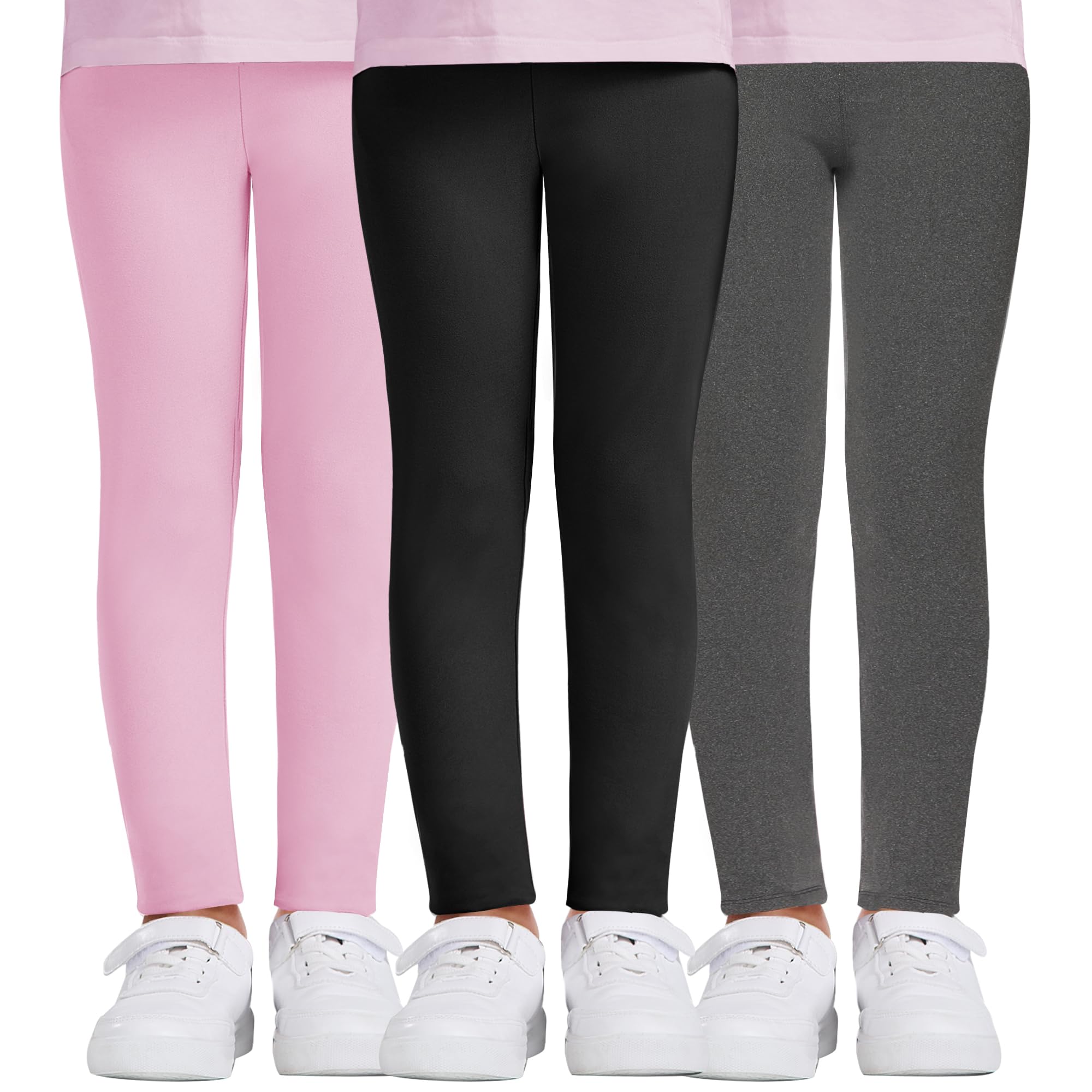 DDOBB Leggings Mädchen, High Waist Leggins Kinder Sportleggins Lange 3er-Pack, Weich Elastisch Basic Sporthose Blickdichte Hose für Tanz Yoga Alltag | Blickdichte Hose,Weich Elastisch Leggins,Basic für Tanz Yoga Alltag