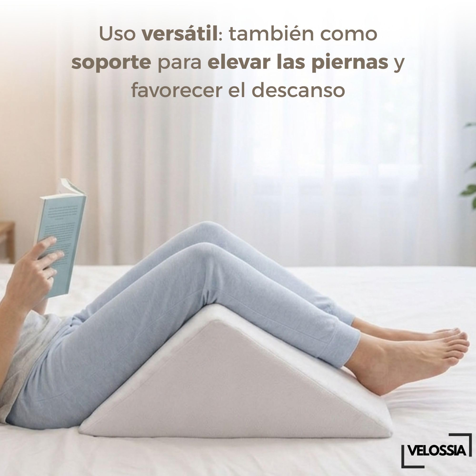 Almohada cuña antireflujo Adulto 30×40×48 cm, cojín Triangular ortopédico para Dormir Elevado, Mejorar la Postura, elevar colchón y piernas, Pillow for Sleeping, Almohadas de Lectura