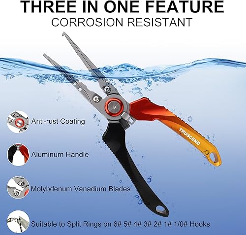 Miniatura 2 de TRUSCEND Lockable Handy Fishing Pliers with Innovative Ergonomic Handle, Saltwater Corrosion Resistant Teflon Coated Fishing Tool, Multi-Function