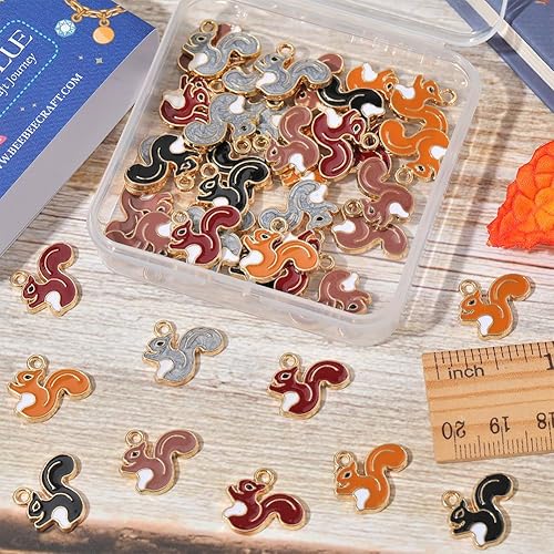 Miniatura 8 de SUNNYCLUE 1 caja de 24 dijes de otoño a granel de hoja de arce esmaltados de aleación de otoño, dijes de hojas de Acción de Gracias, calabaza y nuez