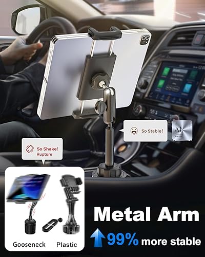 Miniatura 2 de Soporte para tablet para automóvil brazo de metal antivibración Soporte resistente para iPad para camión, Tesla, vehículo, para iPad Pro 12.9 Air