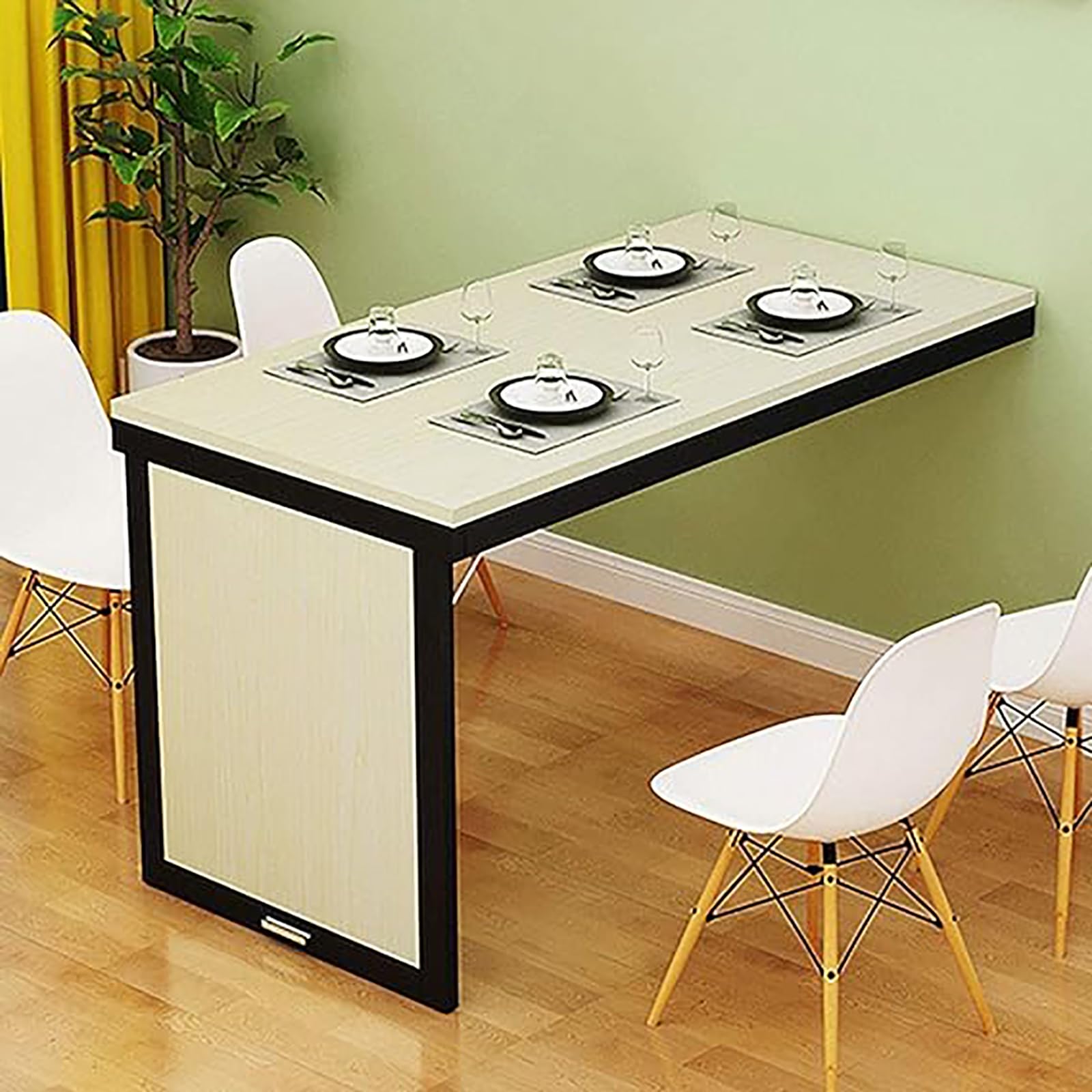 GHFXSCV Folding Wall Mounted Dining Table Space Saving Wood Kitchen Table Foldable Desk for Modern Home Office (31.5"x15.7"x29.5" Beige B)