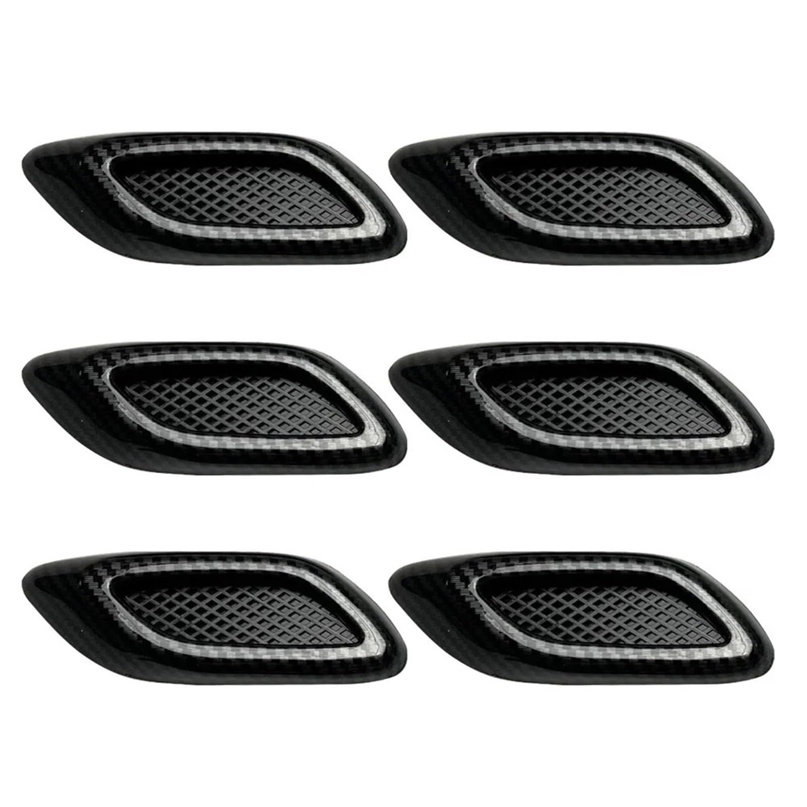 Ozdobna listwa dolotowa samochodu, uniwersalna Boczne nawiewy Dekoracja Skrzydło naklejka wykończ(6Pc Carbon fiber)
