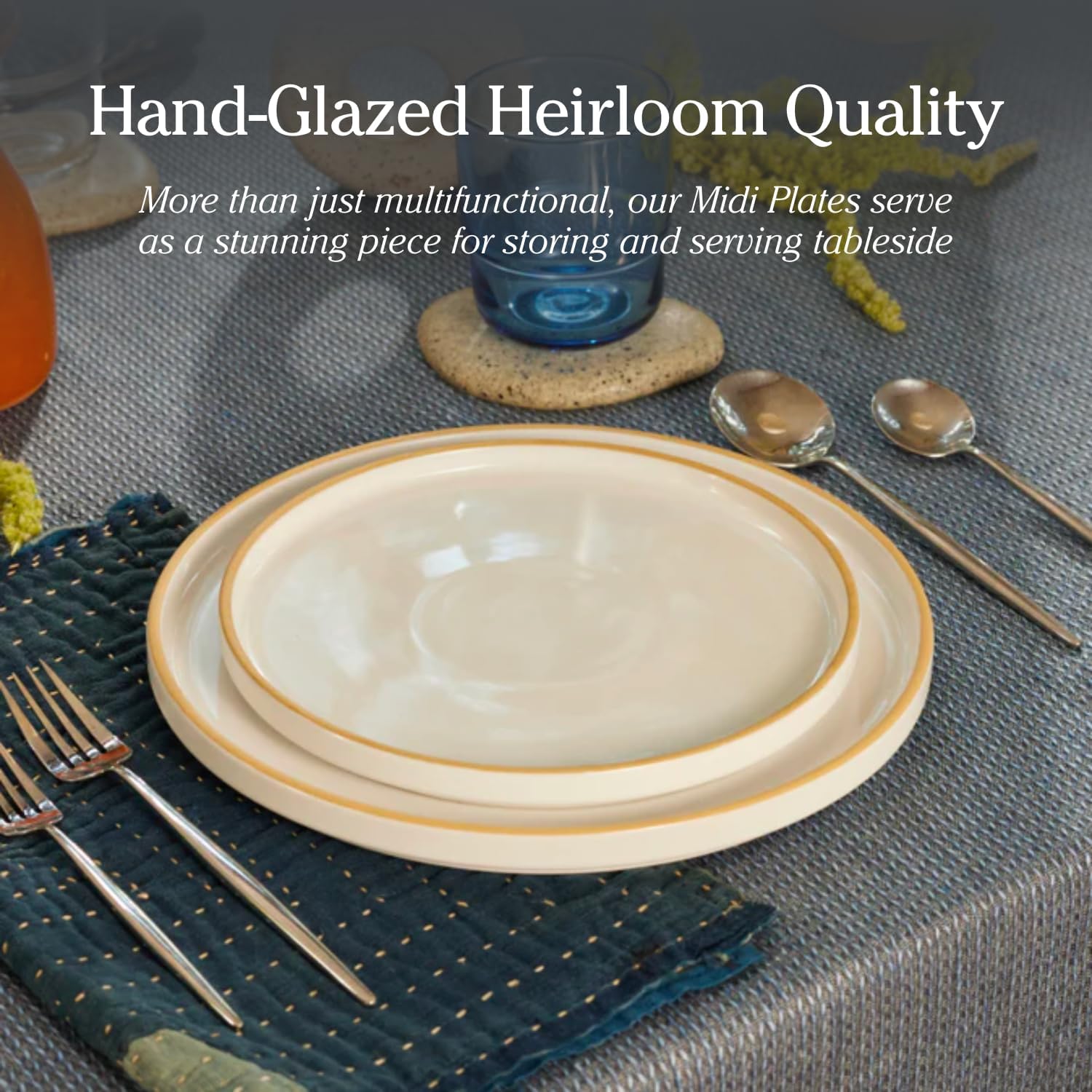 Our Place Salad Plates - Set of Four 8.5” Handcrafted Ceramic Plates | Versatile & Durable | Chip-Resistant, Restaurant-Grade | Steam