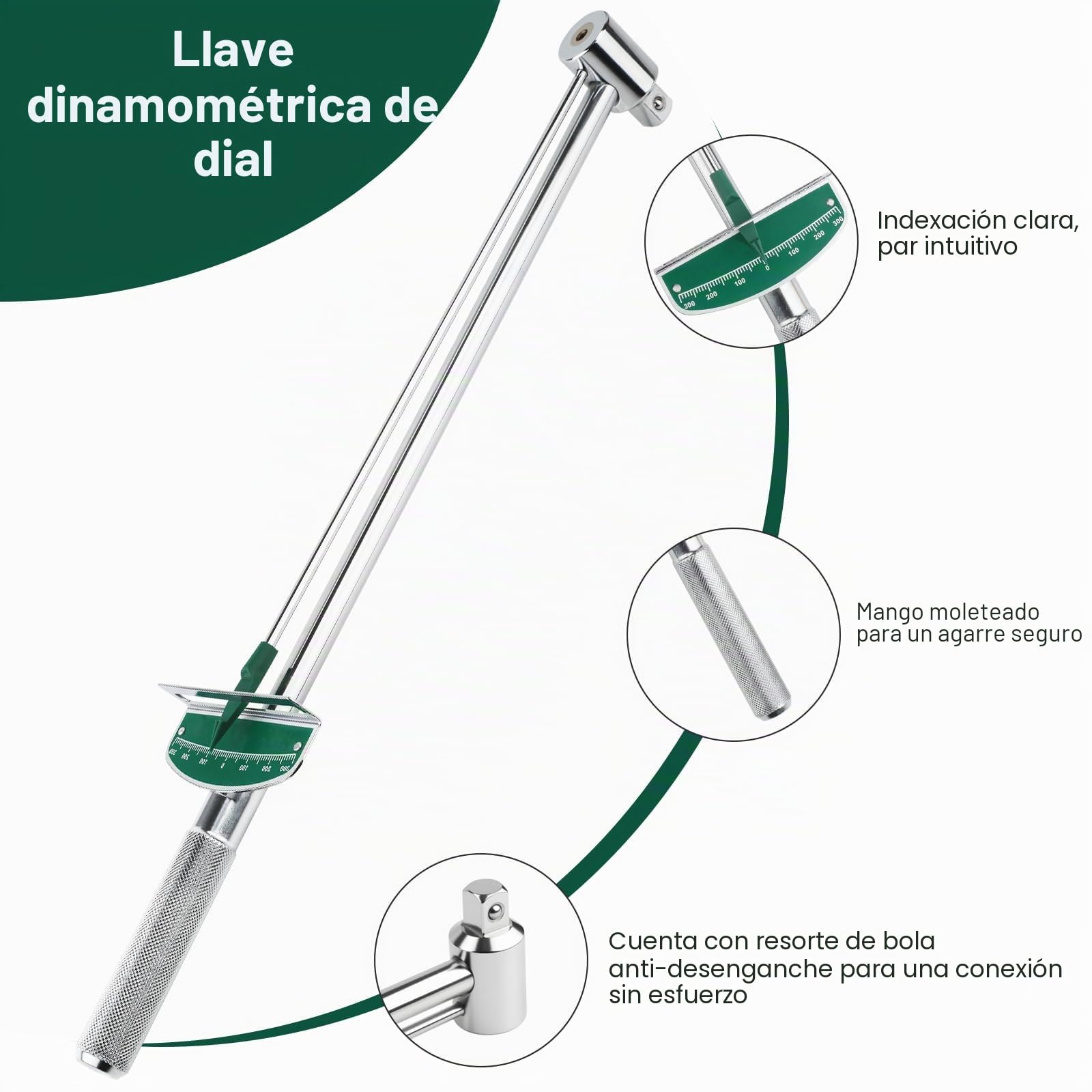 1 llave dinamométrica de 300 NM, llave dinamométrica de 1/2 pulgadas, llave dinamométrica, acero al carbono, para reparación mecánica, ingeniería eléctrica, montaje del producto