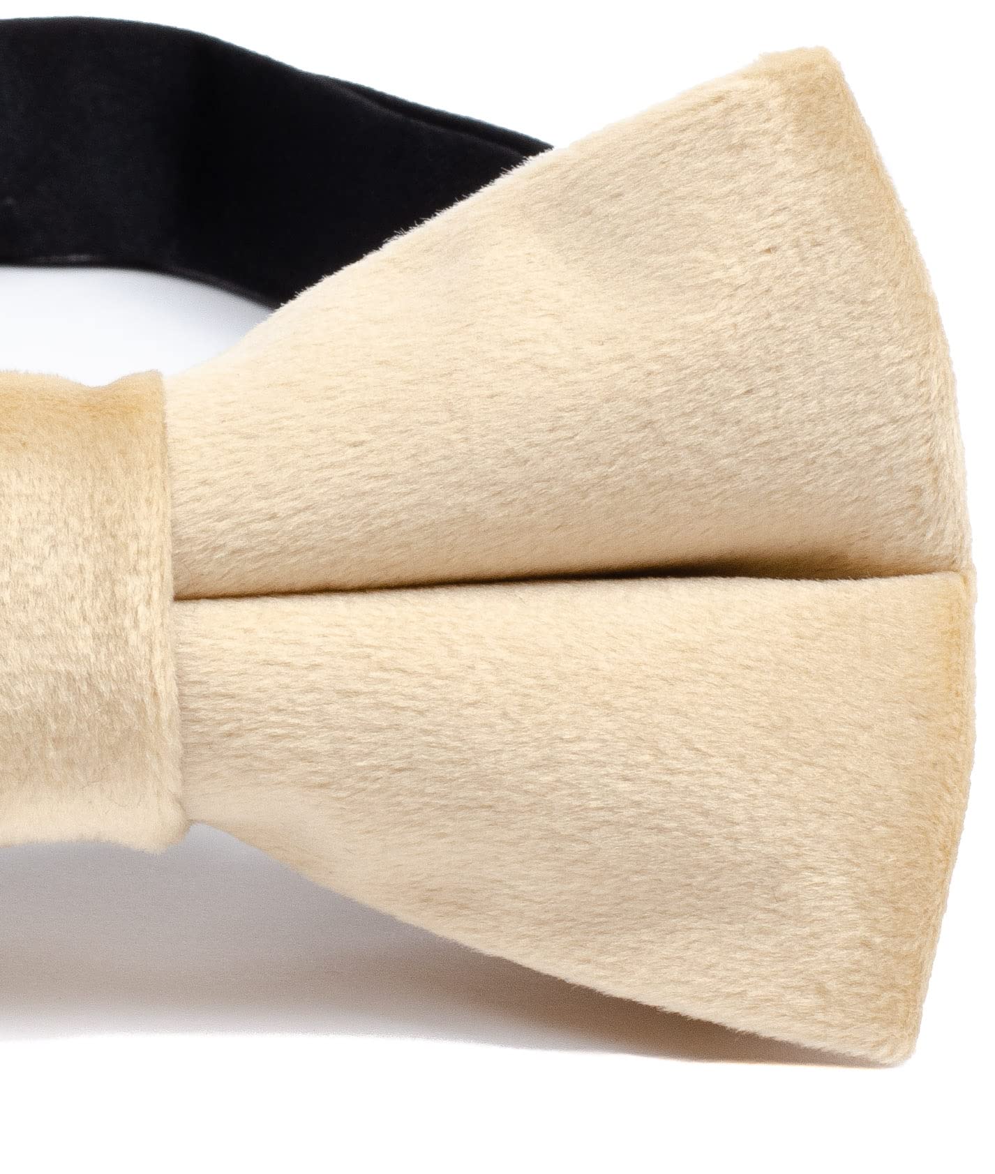 RR Design Tuxedo Neck bow tie for Infants,Kids,Toddlers, Boys,Men - Hand sewn & Handcrafted (Beige Velvet, 4-10 Years) 1