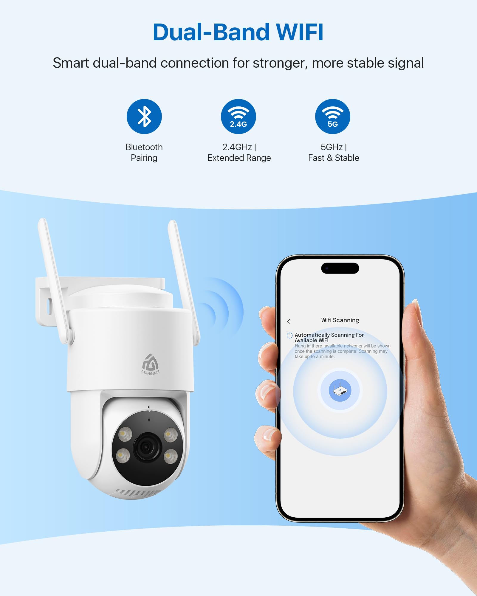 2K Cámara Vigilancia WiFi Exterior 360° PT, Cámara IP Vigilancia de Seguridad, Seguimiento Automático, Alarma Luz y Sonido, Visión Nocturna Color, Audio Bidireccional, 2,4/5 GHz, IP66 (4 pack)