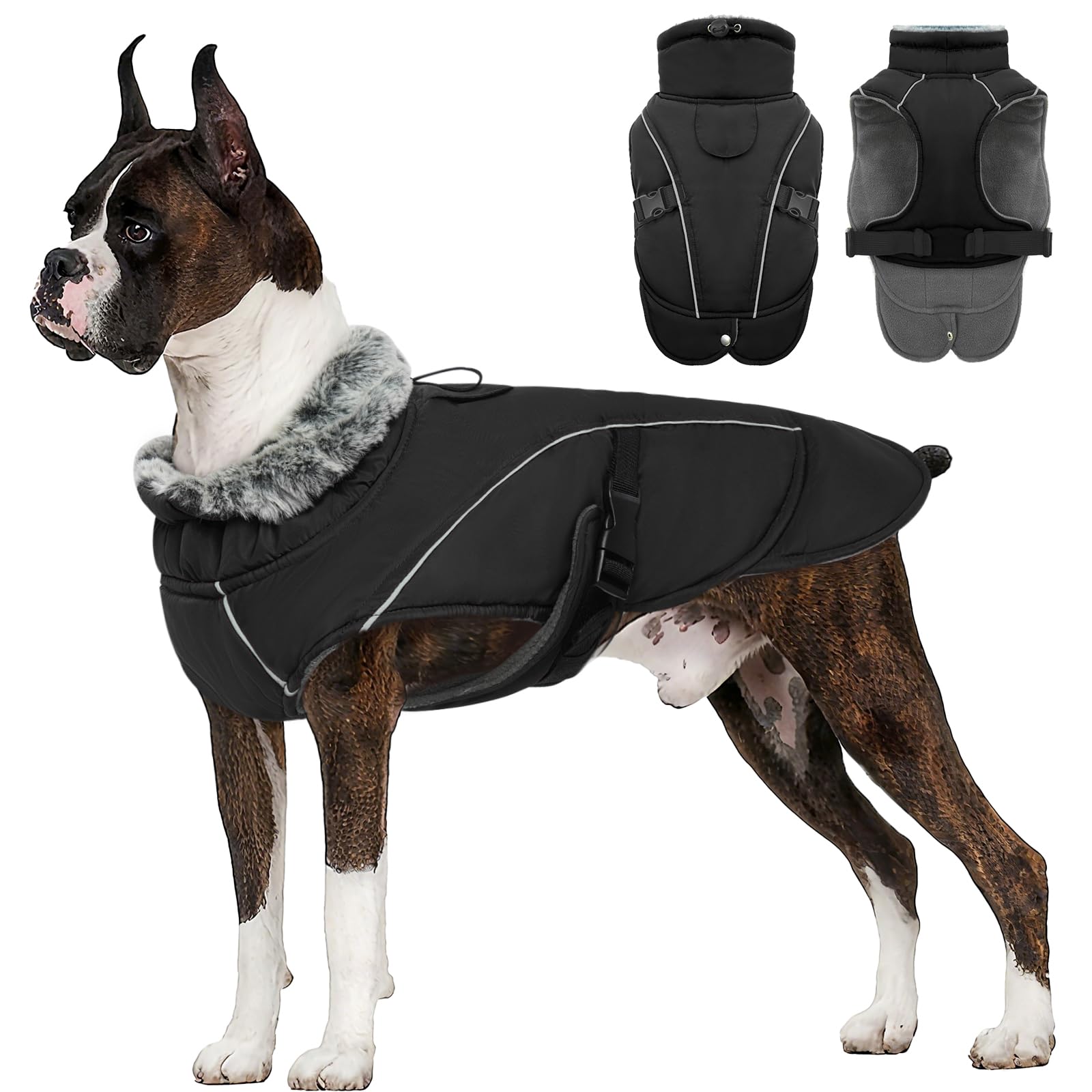 Manteau imperméable pour chien de taille XXXL - Manteau de berger allemand - Veste de neige imperméable pour garder les animaux au chaud et au sec par temps froid et humide (noir, taille 3XL)