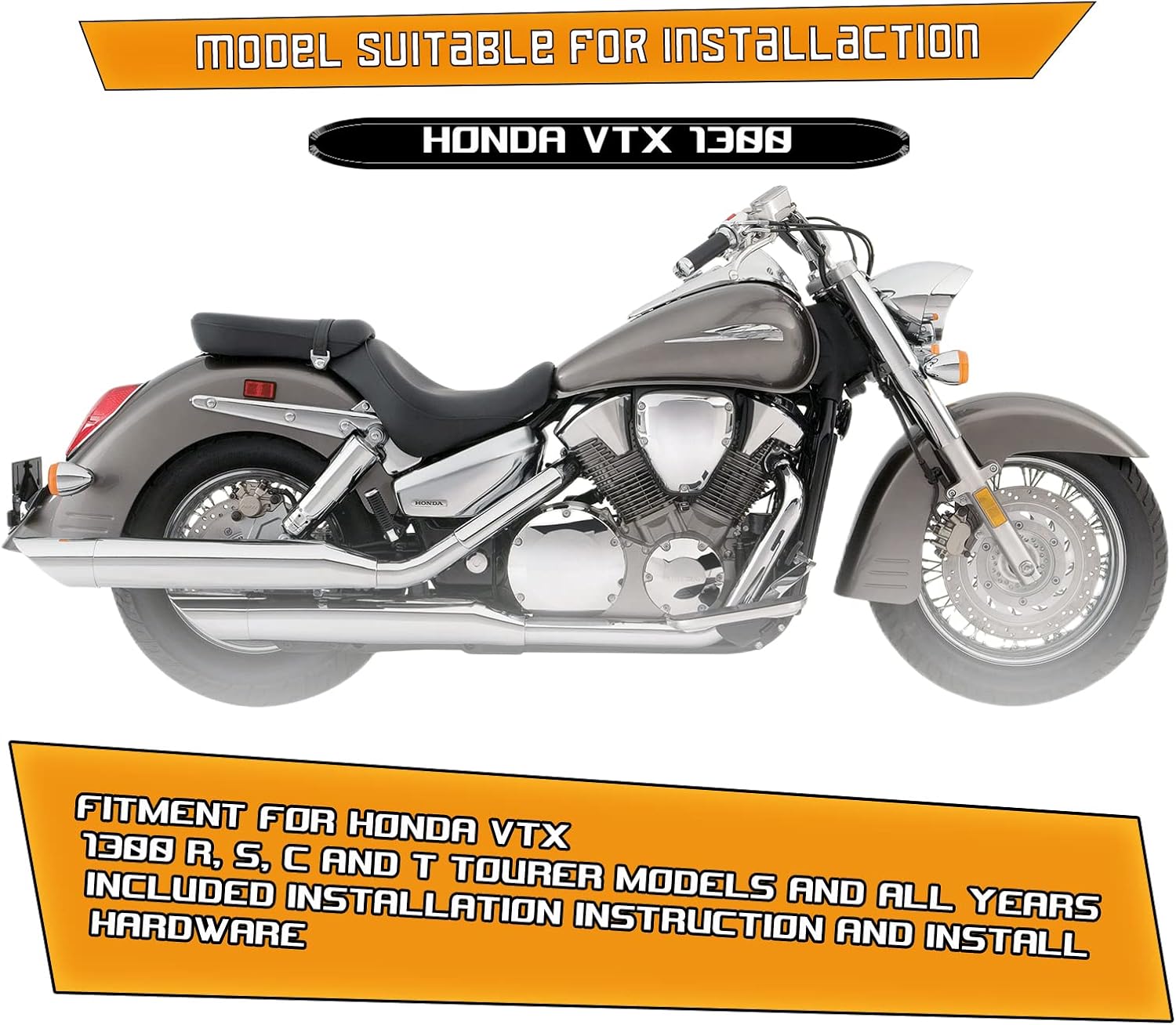 Kinglemc Engine Guard Highway Freeway Crash Bar for Honda VTX 1300 R S C Models 1300R 1300C 1300S (Mustache Black)