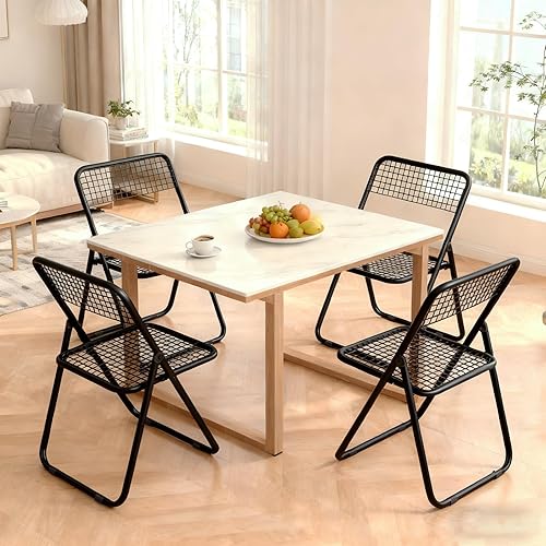 Miniatura 8 de Paquete de 6 sillas plegables, color negro, una sola pieza, diseño plegable que ahorra espacio para uso en interiores y exteriores