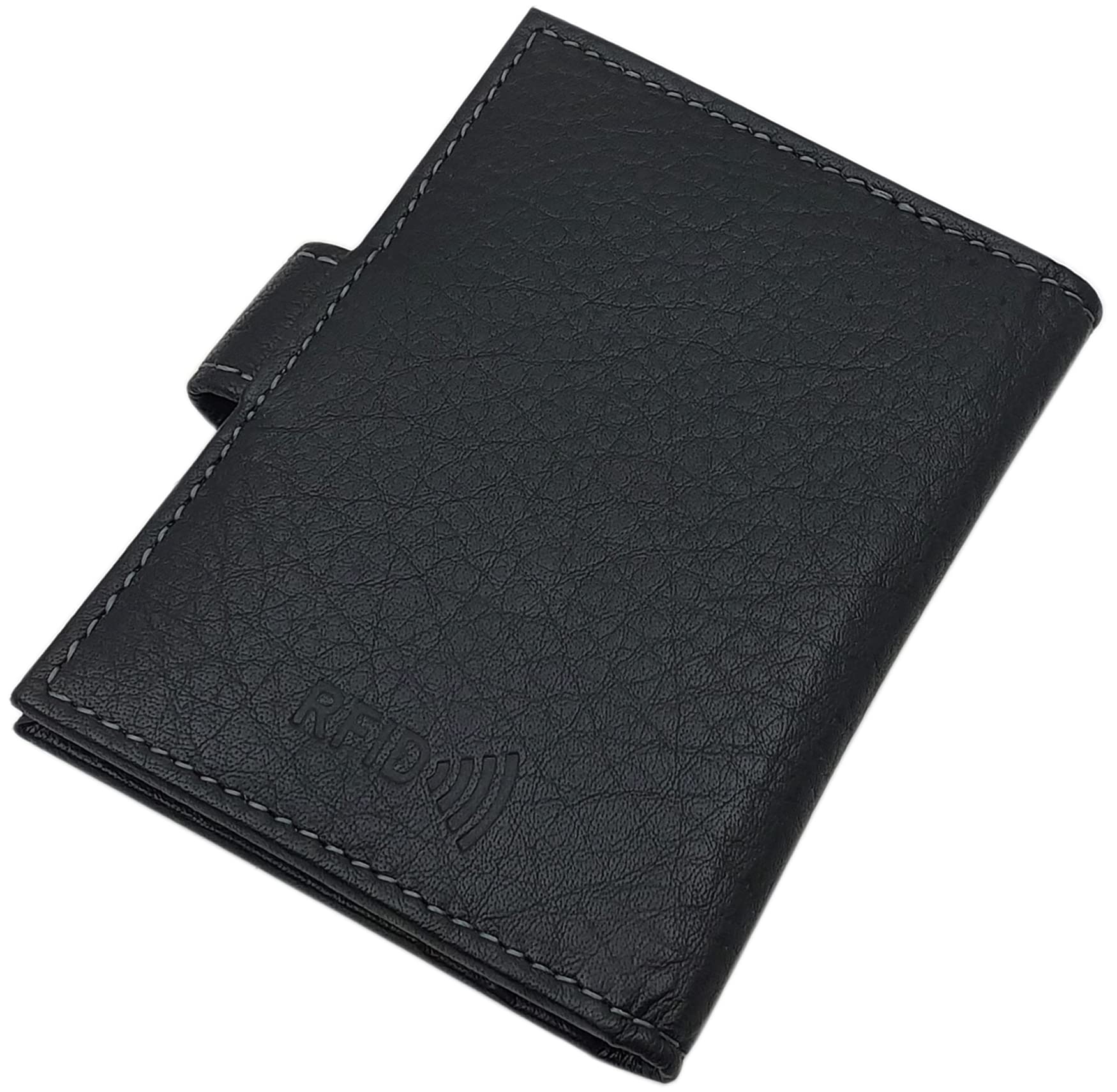 XXL Büffelleder Kartenetui MJ-Design-Germany RFID & NFC Schutz (Schwarz) | Kreditkartenetui, Visitenkartenetui, Kartenmäppchen