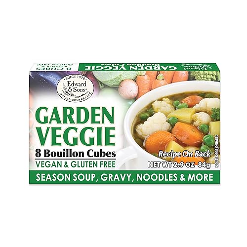 Edward & Son's - Cubos de caldo de verduras veganas, sin gluten, sin grasas trans, uso en sopas, guisos y pilafs (8 cubos de cada uno), paquete de 12