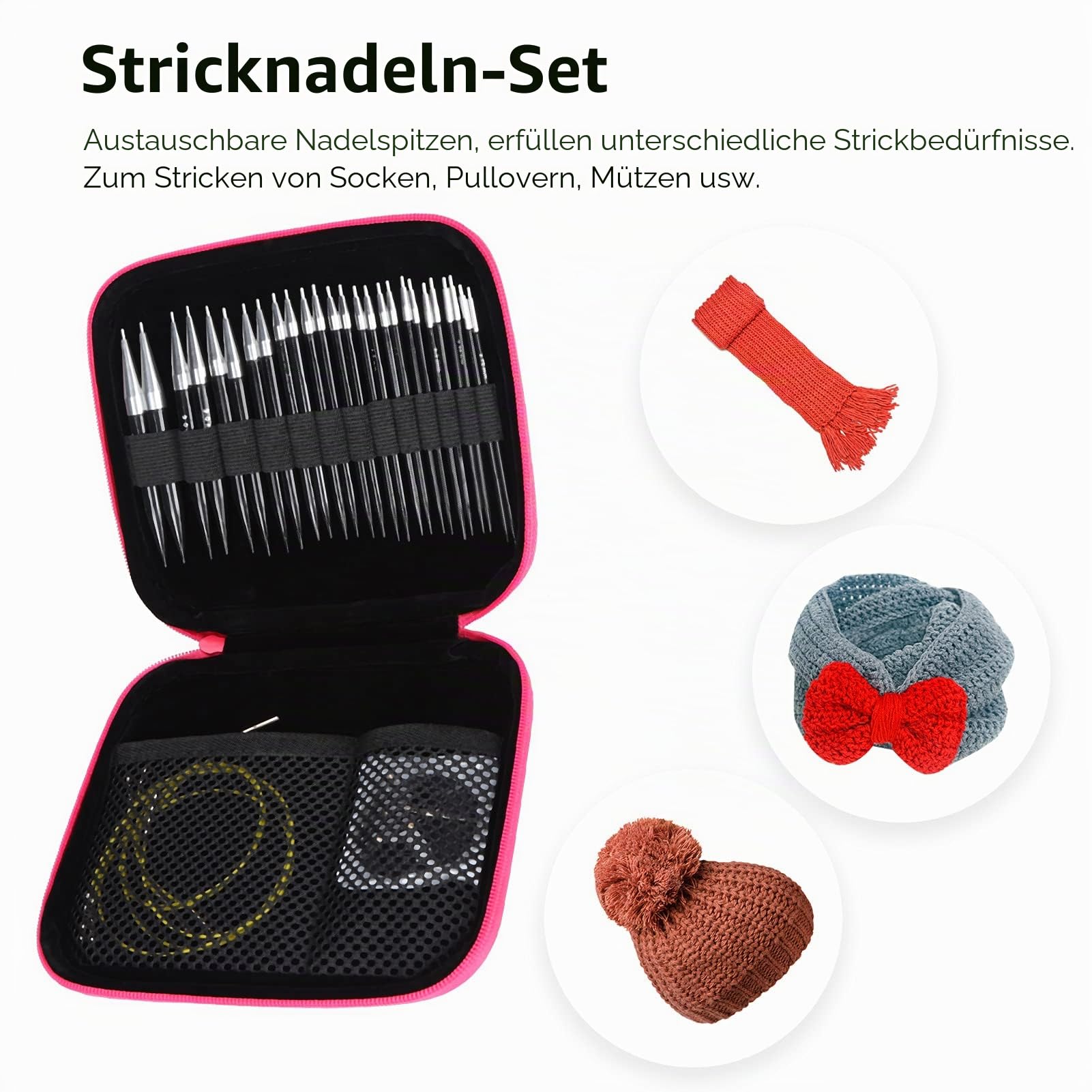 Strickset Rundstricknadeln doppelspitzig wechselbar mit Etui einfach perfekt für Socken stricken