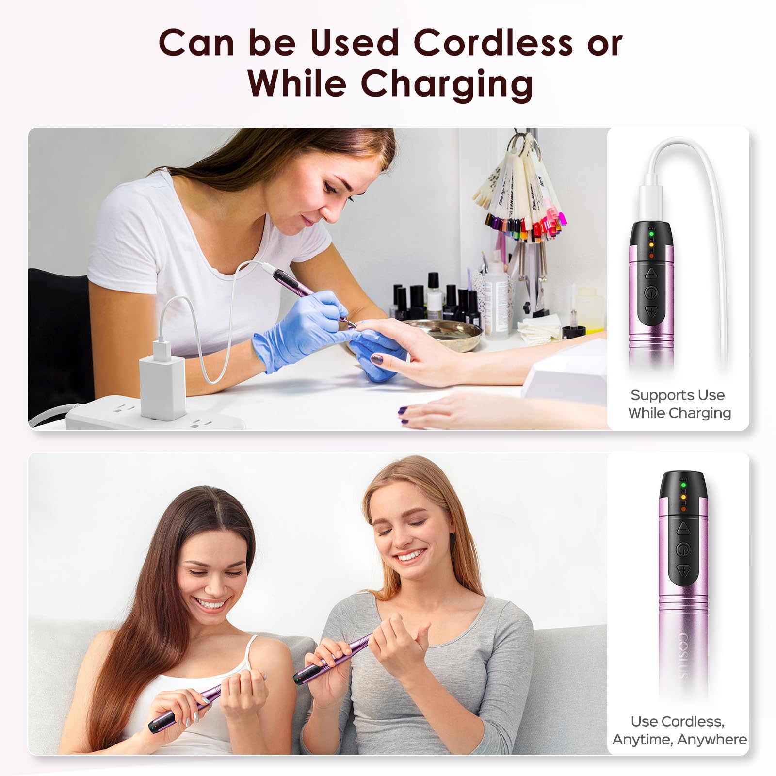 COSLUS C20 Nail Drill Kit - Cordless & Purple -6