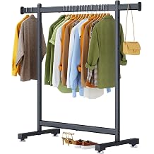 Wiracks Heavy Duty Clothes Rack for Hanging Clothes Clothing Rack 300LBS Portable Clothes Rack 45" L*15" W*66" H Thickened and Widened elliptical Tubes Black