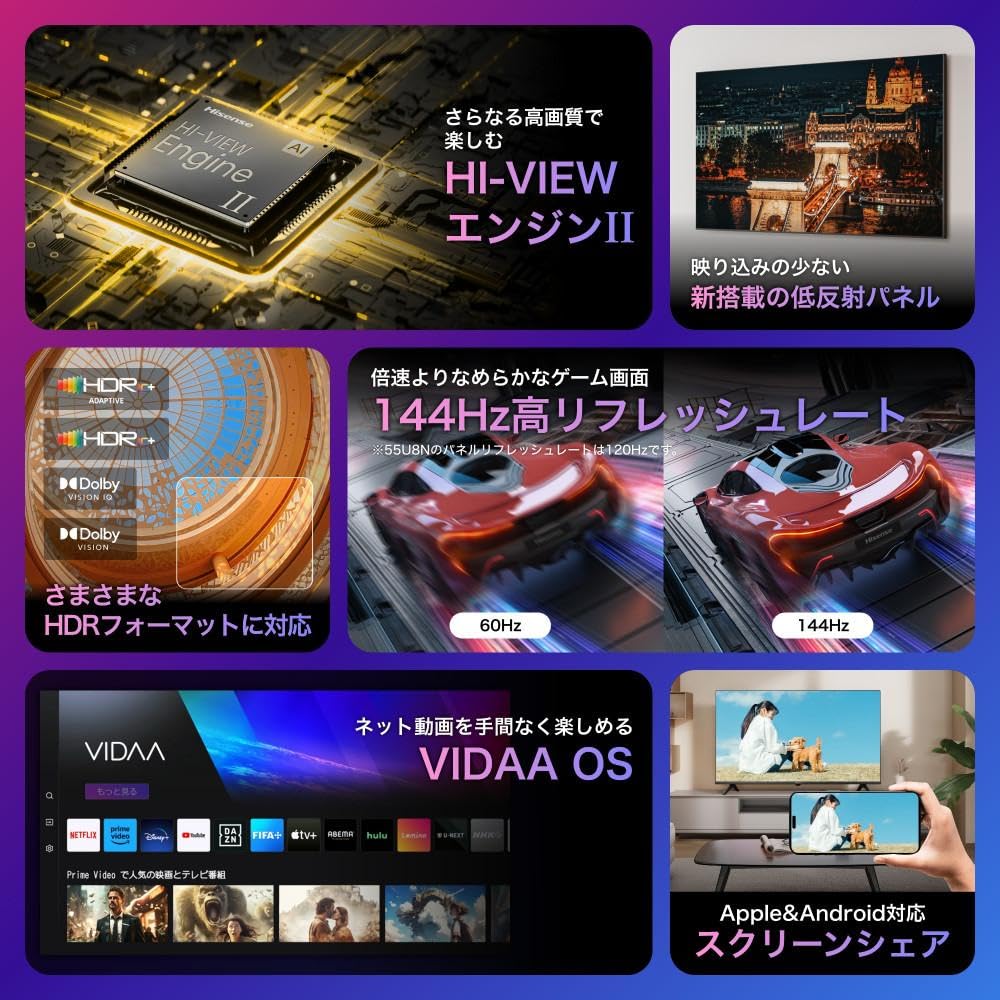 Amazon.co.jp: ハイセンス(85U8N) 85インチMini LED 4K液晶