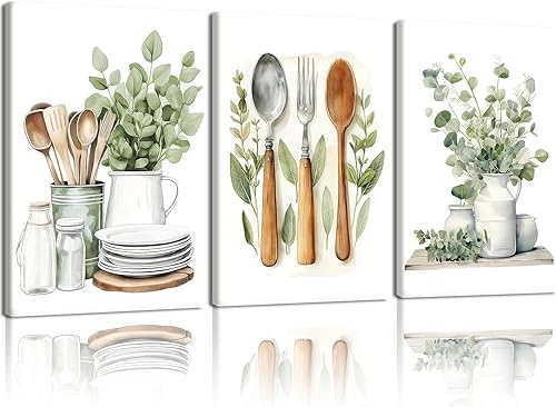 Miniatura 14 de 2 piezas de arte de pared botánico floral vintage para pared, casa de campo, naturaleza muerta, clásico, lienzo impreso, arte elegante oscuro para