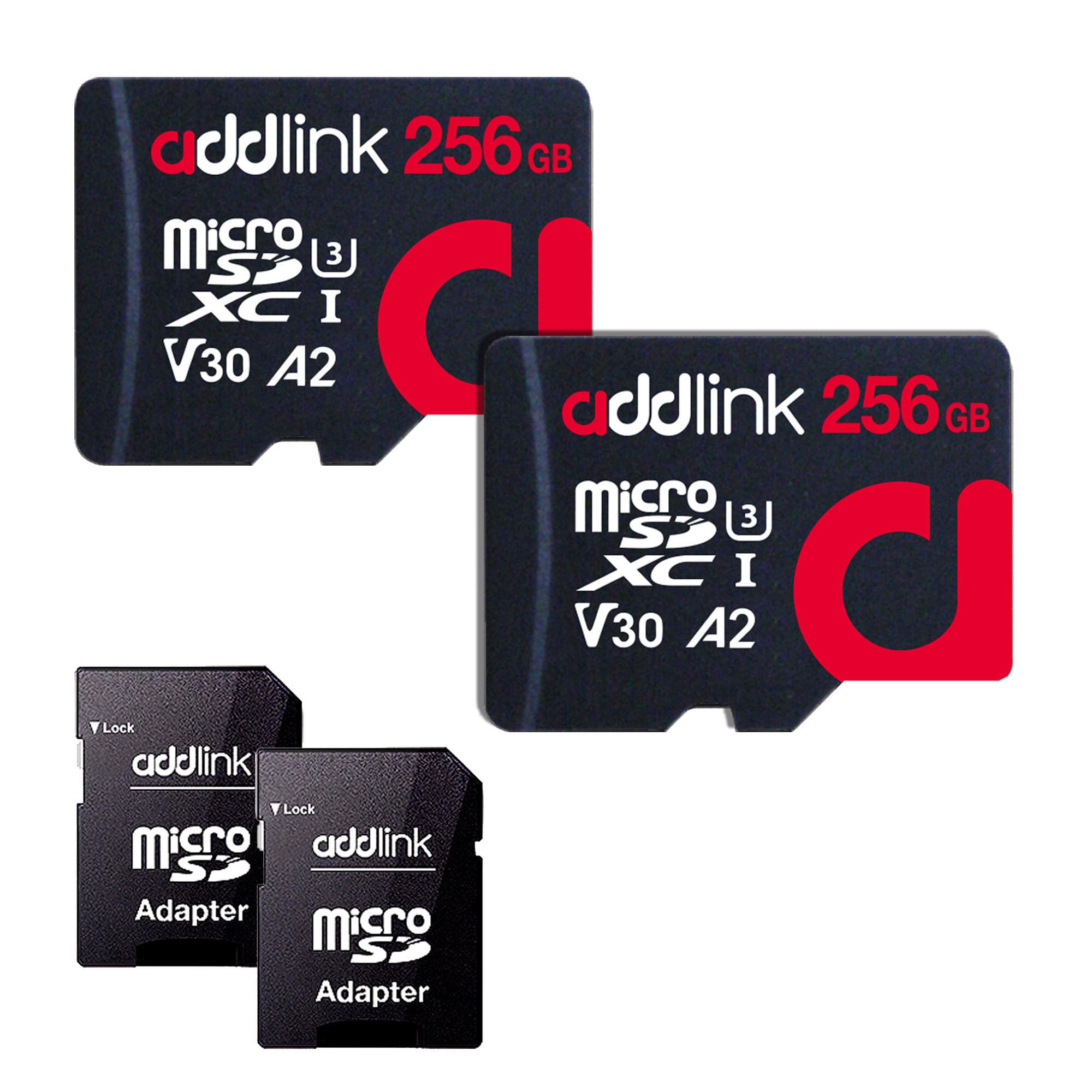 Addlink Cartão micro SD de 256 GB SDXC U3 V30 A1 cartão de memória com adaptador com