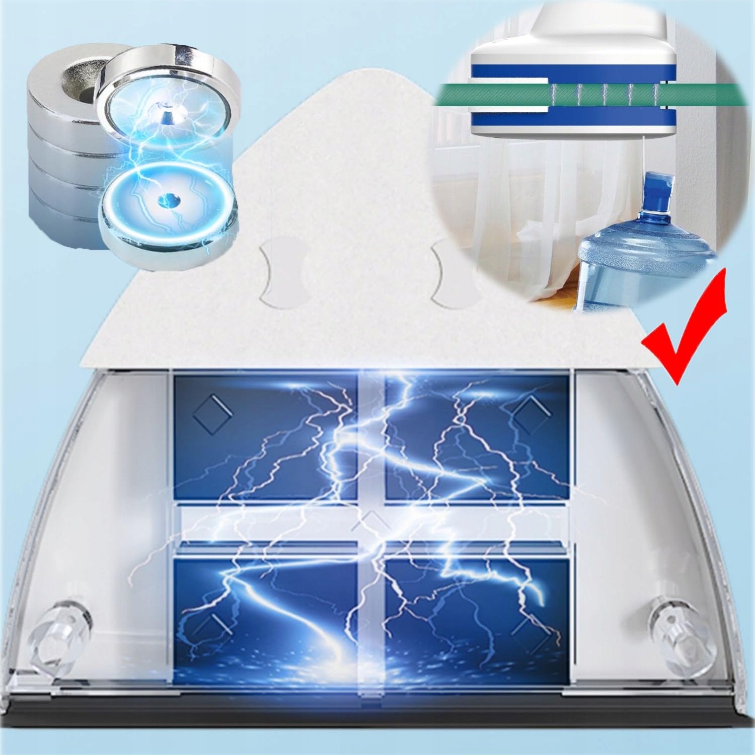 Hooha Magnetischer Fensterreiniger Doppelseiten Automatischer Wasserabfluss Dreieckiger Fensterabzieher Für Glasfensterstärken Von 3–8 mmFensterglas, Überkopfverglasung,Verwendung Von Schiebetüren