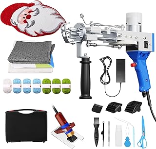 Brolteja Rug Tufting Gun Set with Trimmer, Tufting Gun Kit 2 en 1,Cut & Loop Pile Pistola Tufting,Pistola Tufting Set Cut pile5-40 Puntadas/seg Ajustable,para Herramienta DIY para el hogar