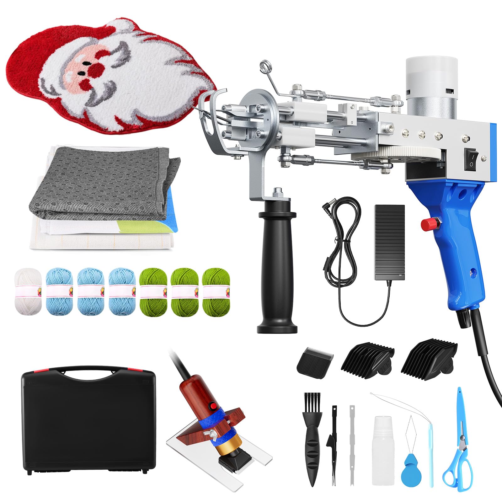 Tufting Gun Tufting Gun Starter Kit,Rug Tufting Gun Set with Trimmer, 2 in 1 Cut and Loop Tufting Machine,5-40 Stiche Elektrischer Teppich Tufting Gun, für Handwerk Teppich DIY Geschenk