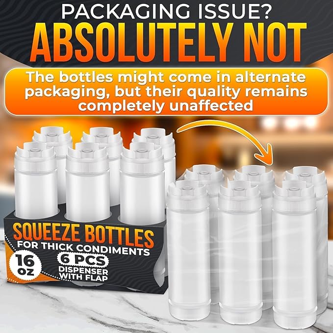 Set de 6 Botellas Squeeze para Condimentos 16 oz – Claras y Reutilizables miniatura 8