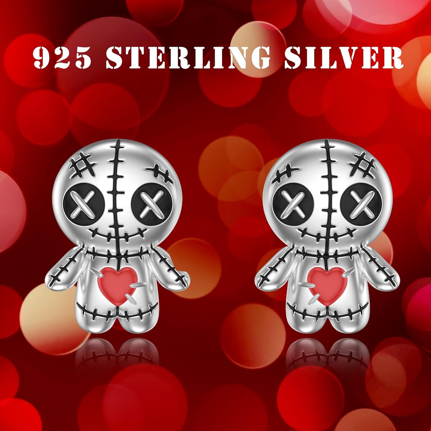 Voodoo Doll Earrings for Women,925 Sterling Silver Gothic Earrings Horror Doll Earrings Jewelry Halloween Christmas Mother's Day