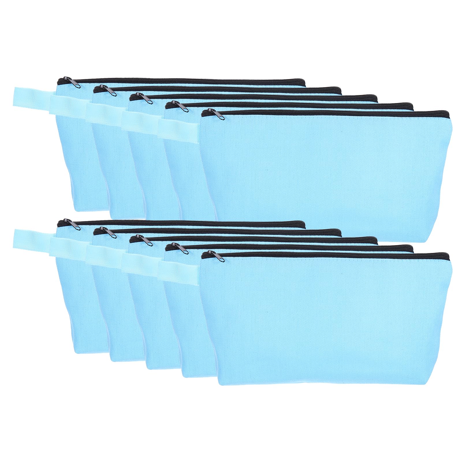 uxcell Canvas Makeup Bags, 10 Pcs Travel Cosmetic Bags Bulk, Multipurpose Plain Toiletry Zipper Pouches Blank DIY Craft Bags Pencil Bag for Women