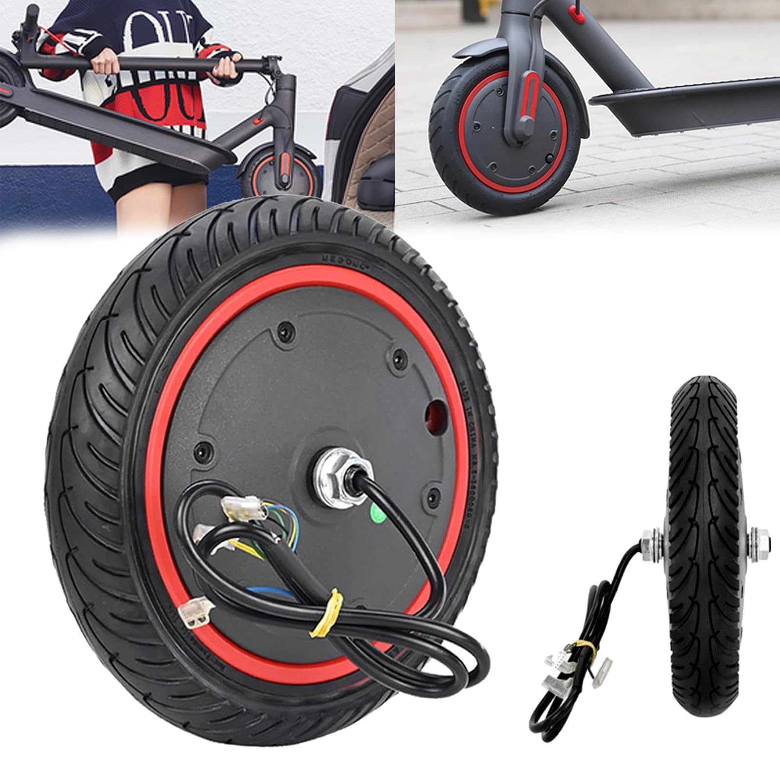 Replacement Wheels Scooter Motor With Solid Rubber Tires, Drive Wheel Motor Suitable 36V 350W Motor Replacement For Xiaomi Pro Pro2 Electric Scooter Replacement Drive Wheels