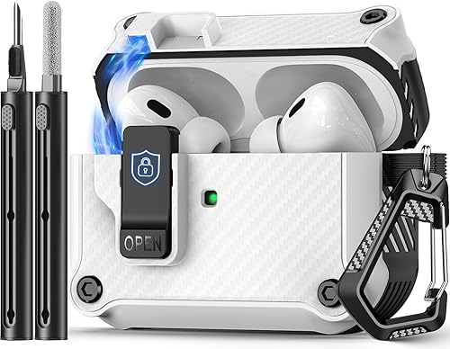 Miniatura 47 de Compatible con AirPods de 4ª generación, Funda Magnética con Bloqueo Automático, Soporte para Teléfono y Kit de Limpieza, Compatible con Funda