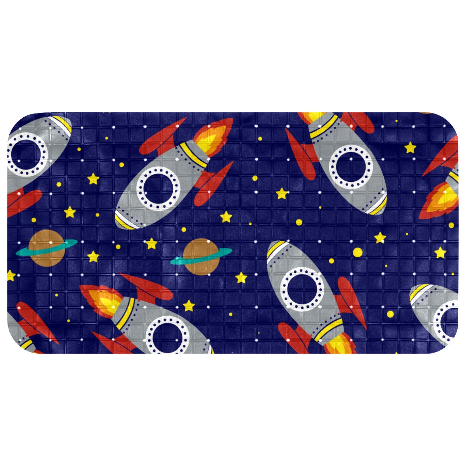 Alfombrilla de baño para bebé con estrellas y cohetes para proteger a los niños en la ducha