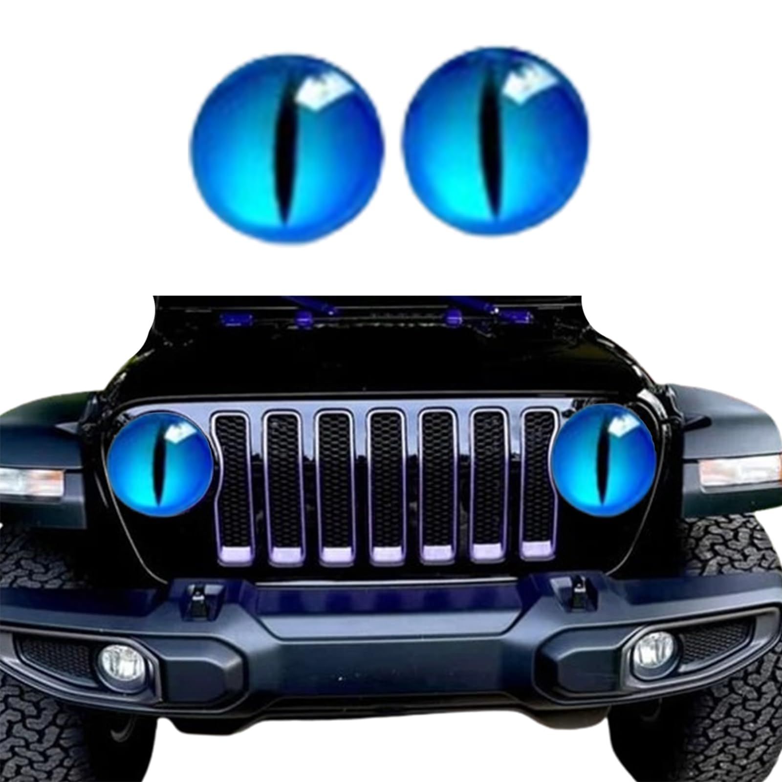 Beast Eyes Headlight Decals Pair,Funny DIY Decals for Truck Car Body Window Bumper Decoration Headlight Decal 3D Stereo Eyes Stickers Decal Round Headlight Decal(2Pcs 8In) (T)