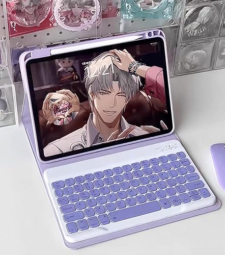 Miniatura 6 de AnMengXinLing Funda de teclado para iPad de 10.2 pulgadas, 9, 8 y 7 generación, teclado inalámbrico magnéticamente desmontable con soporte para