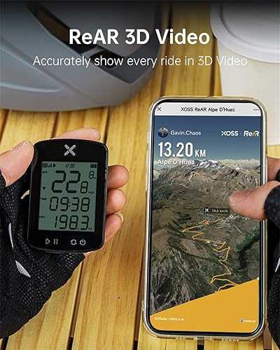 Miniatura 6 de XOSS G Gen2 - Computadora de bicicleta con GPS inalámbrica, Bluetooth IPX7, impermeable, velocímetro de bicicleta recargable con pantalla LCD de 2.2