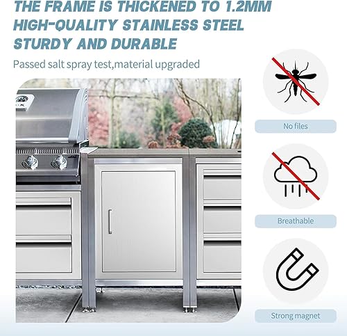 Miniatura 6 de Atatod Puerta de cocina al aire libre, puerta de acceso de cocina al aire libre de 18 "W24 H, barbacoa de acero inoxidable puerta única, se puede