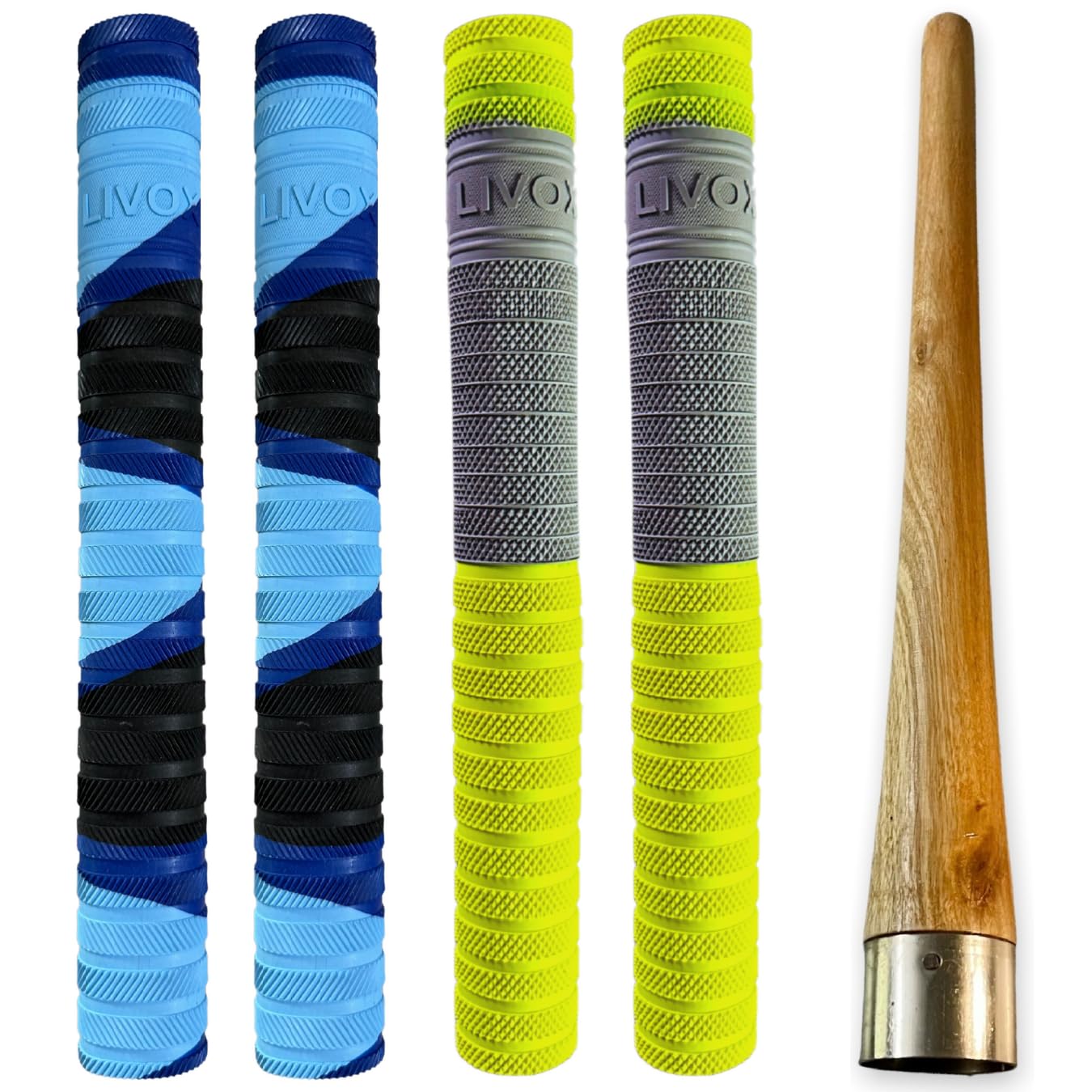 LIVOX Ultra Tacky Rubber Cricket Bat Grip with Cone Bracelet Ring Texture Bat Gripper Cone Cricket Accessories for Boys, 1 Wooden Cone & 4 Cricket Bat Grip (B09NDG4QC7) Amazon Price History, Amazon Price Tracker