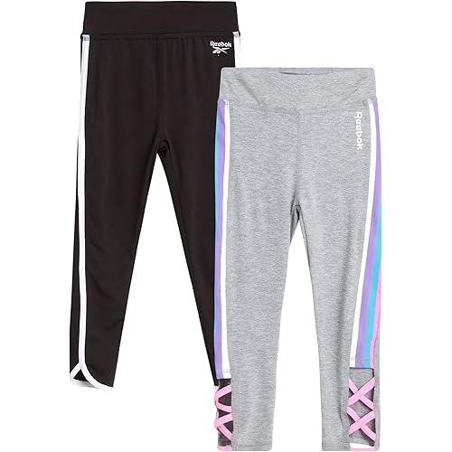 Reebok Girls' Leggings - 2 Pack Active Performance Sports Tights (Size: 7-16)
