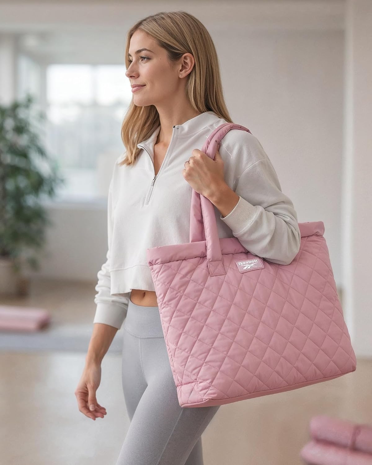 Reebok Womens Tote Bag - Lightweight Carry On Quilted Puffer Tote Bag for Travel, Work, Travel and Everyday Use - Image 2
