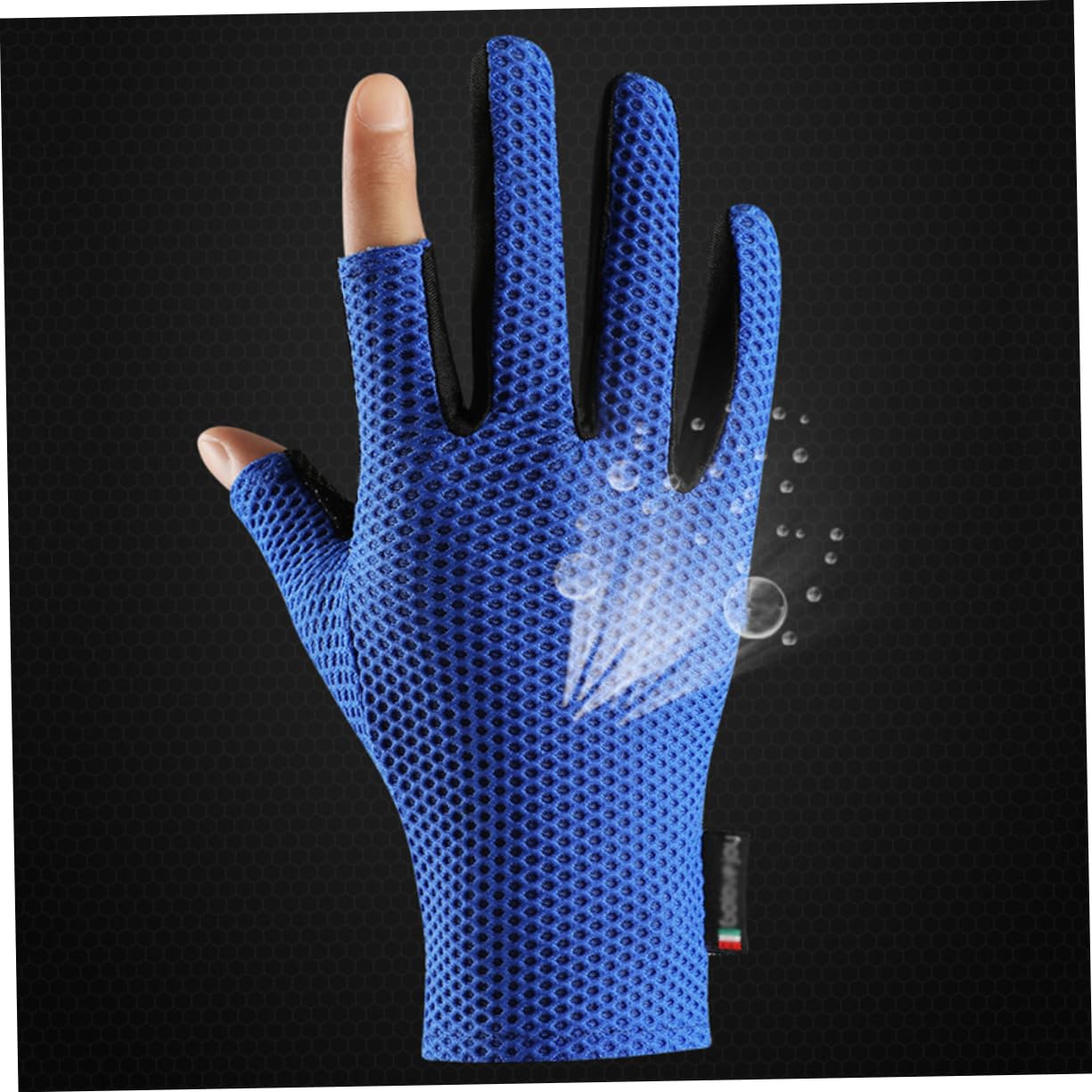Ipetboom 1Pair Cut Finger Sports Gloves Breathable Outdoor Workout Gloves for Cycling Climbing Fishing Riding Non Slip Design Lightweight Ice Material Blue