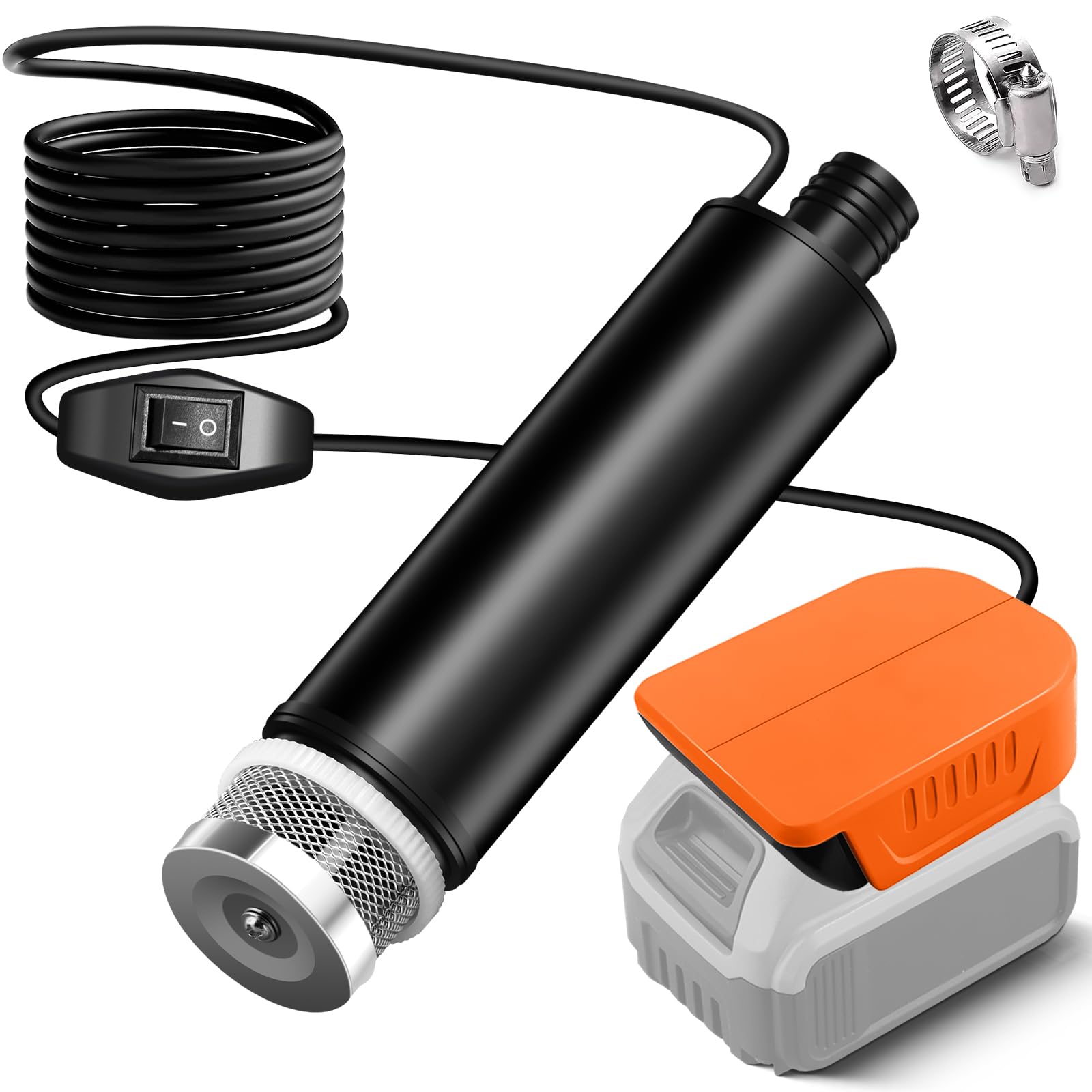 Pompa sommergibile compatibile con batteria Dewalt da 20 V 60 V, 30 l/min, cavo 15 FT, pompa dell'acqua alimentata da 120 W, pompa di trasferimento per fontane profonde per giardino, campeggio