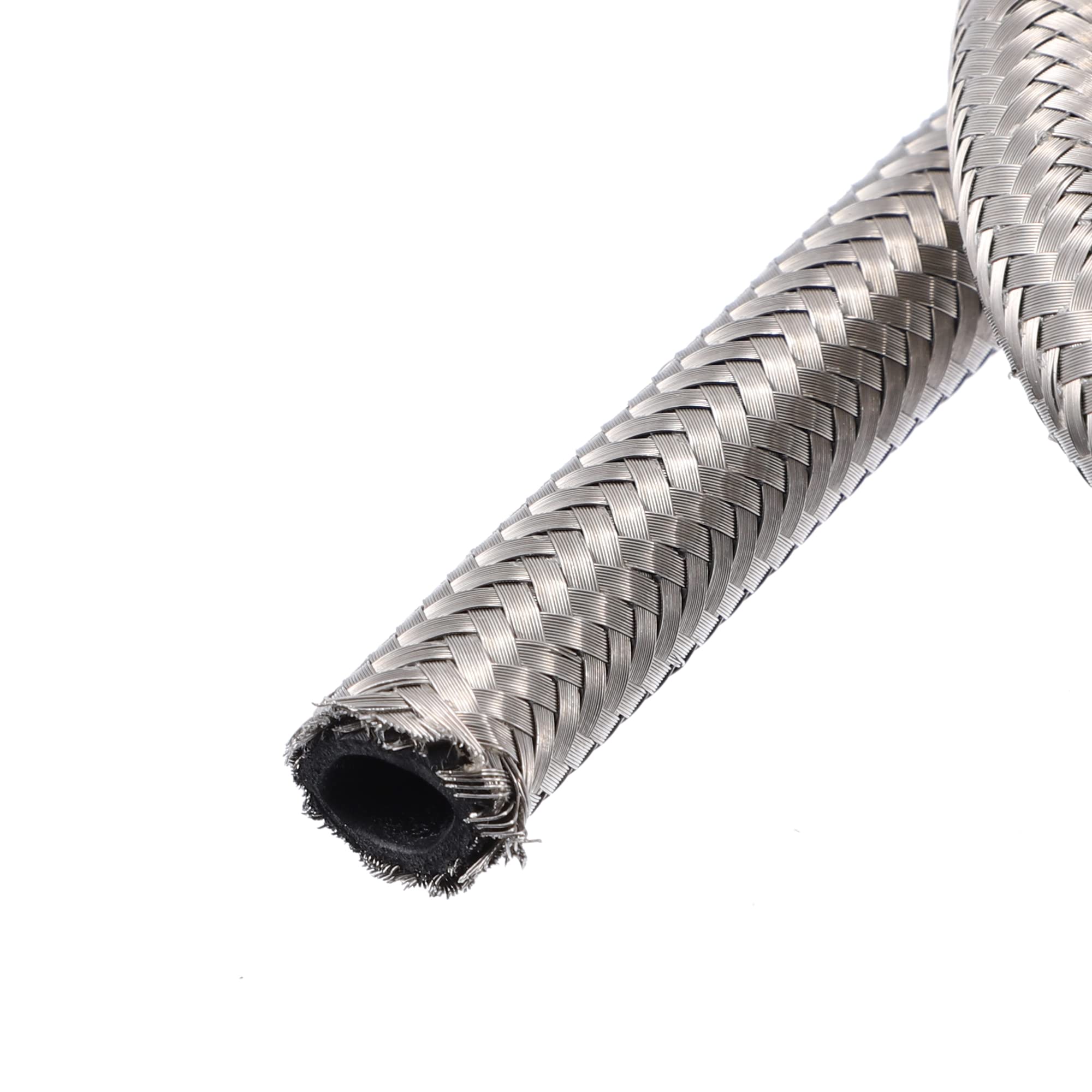 A ABSOPRO 8ft AN6 Universale Auto Intrecciato Olio Carburante Gas Linea Tubo Argento Tono