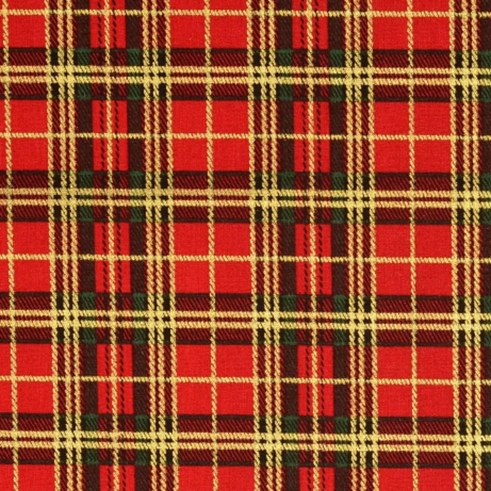 Oh Sew Crafty Limited Red 100% Cotton Fabric Rose & Hubble Christmas Xmas Stripe Tartan Festive 135Cm Wide (Red)