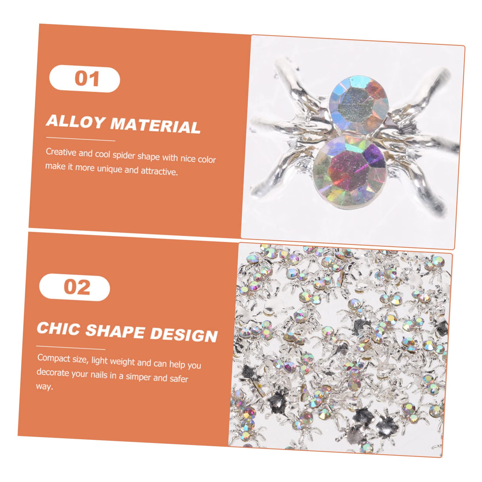 Healvian 200pezzi Charms Per Unghie Forma Di Ragno Decorazioni Per Nail Art Accessori Eleganti Per Manicure Halloween e Feste Per Amanti Del Diy e Professionisti