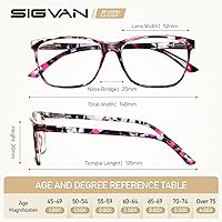 Vista 2 de SIGVAN Lentes de lectura para mujer, con bloqueo de luz azul, bisagra de resorte, diseño de moda, lentes con estampado para mujer