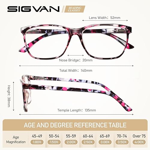 Miniatura 2 de SIGVAN Lentes de lectura para mujer, con bloqueo de luz azul, bisagra de resorte, diseño de moda, lentes con estampado para mujer