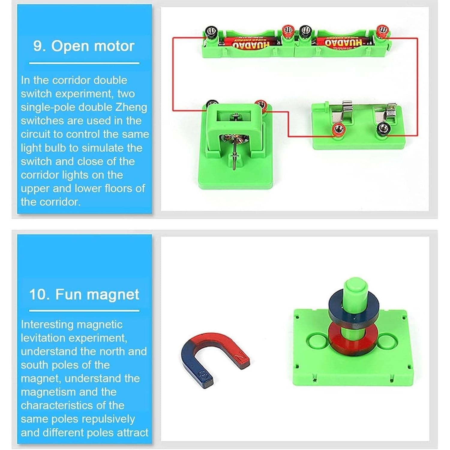 Plug & Play-Experimentierbox for elektromagnetische Schaltkreise mit Federklemmen | Solar Buzzer Hand Generator Magnetfeld DIY Physik Exploration Lab Kit