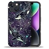 Compatible with iPhone 13/iPhone 14 Case, Two Orcas Swimming Pattern Print Matte Phone Case Durable Fashion Funny Liquid Silicone Case Soft Anti-Scratch Shockproof Protective Cover