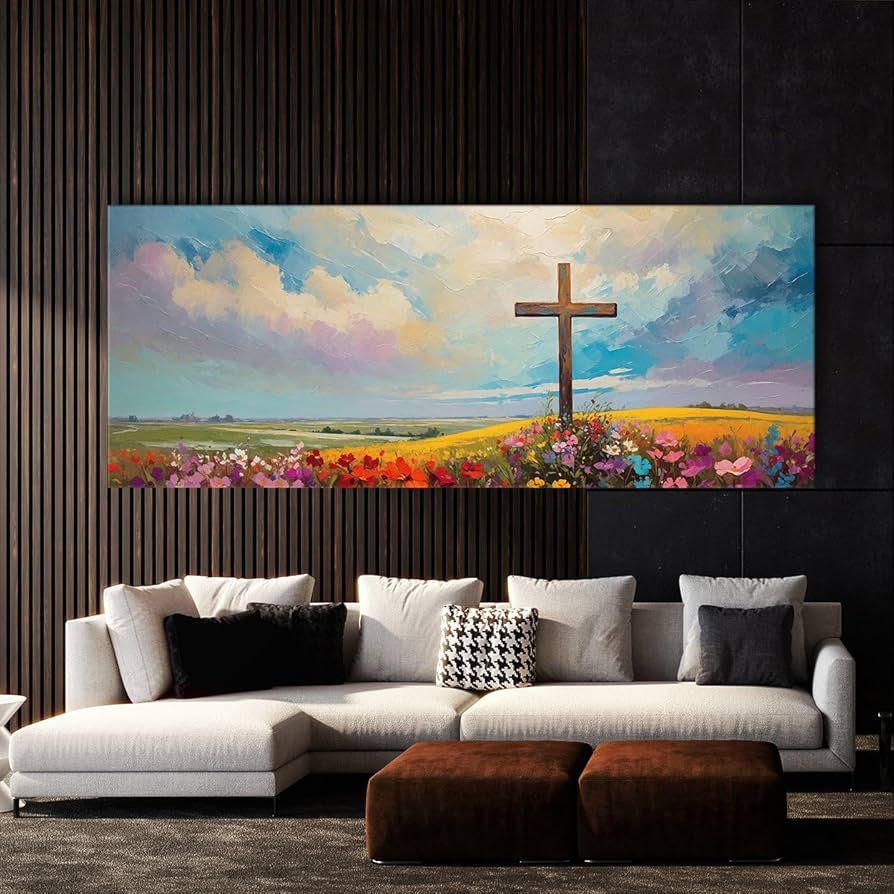 Amazon.com: Sense Canvas Cross Blossom 46 Canvas Art - Home