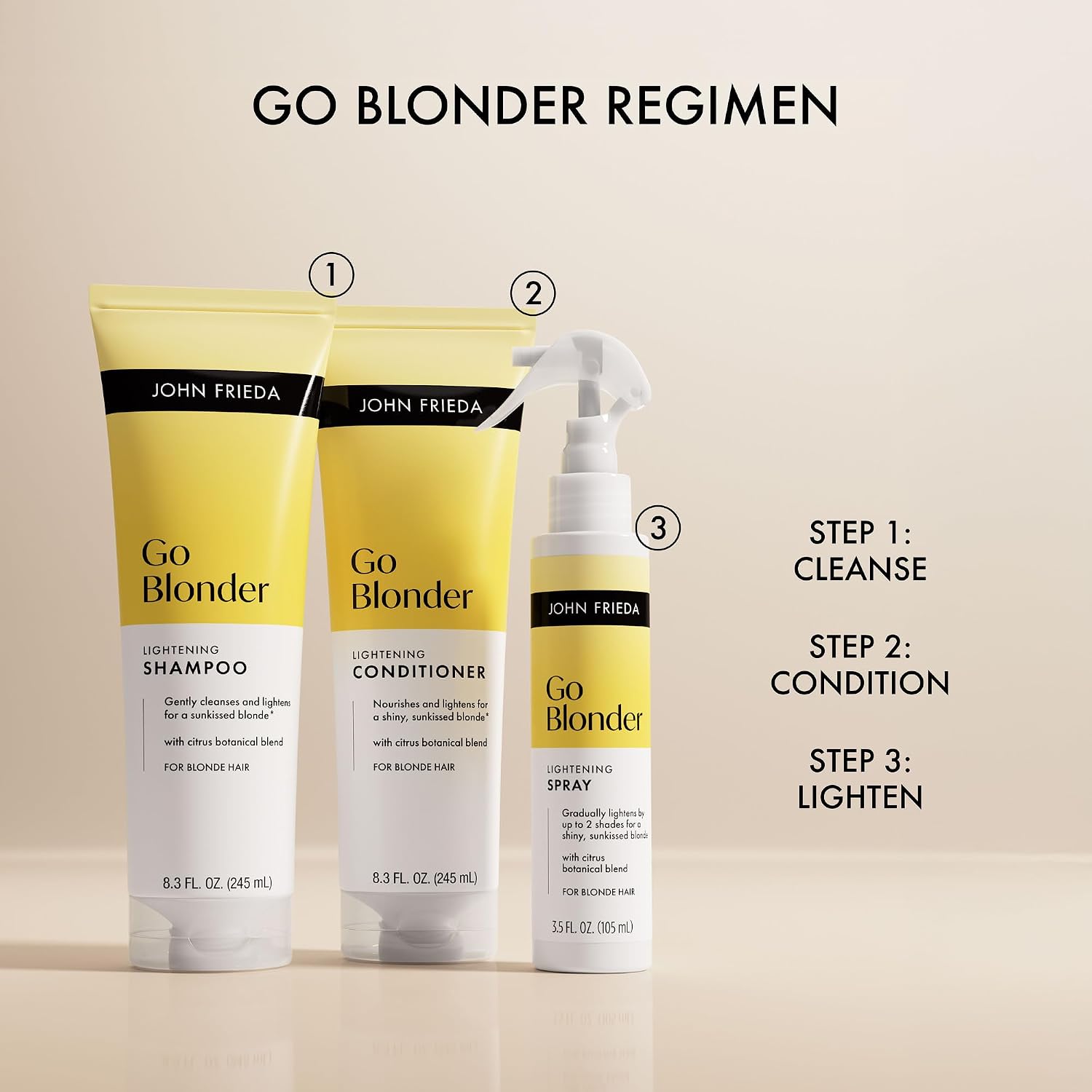 John Frieda Go Blonder Blonde Brightening Shampoo for Blonde Hair, Gradual Lightening & Shine, 8.3 fl oz